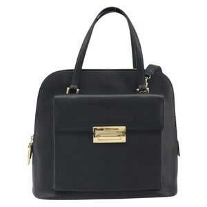 Salvatore Ferragamo Vintage Handbag Leather Black Leather Handbag (Pre-Owned)